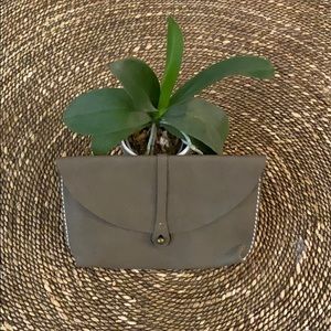 Grey leather clutch/purse